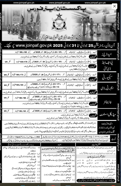Join PAF Airman Jobs 2025 : Matric Pass Apply