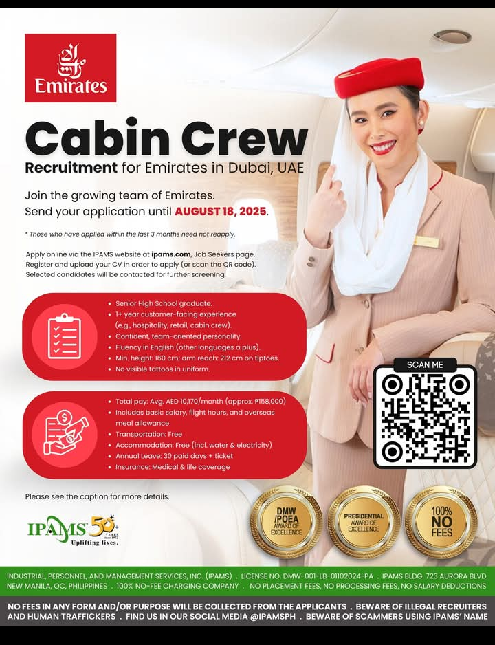 Emirates Cabin Crew Jobs in Dubai 2025 – Apply Now