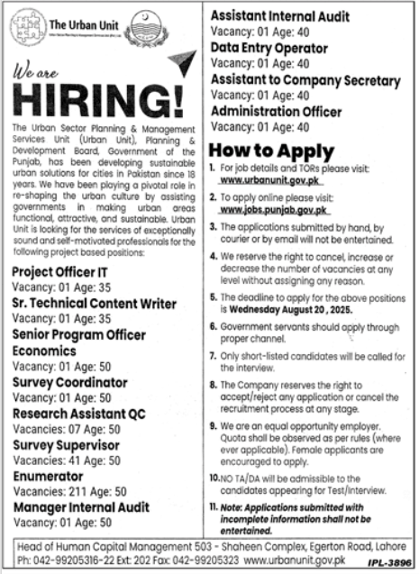 Enumerator Jobs in Urban Unit 2025 – 2700+ Vacancies