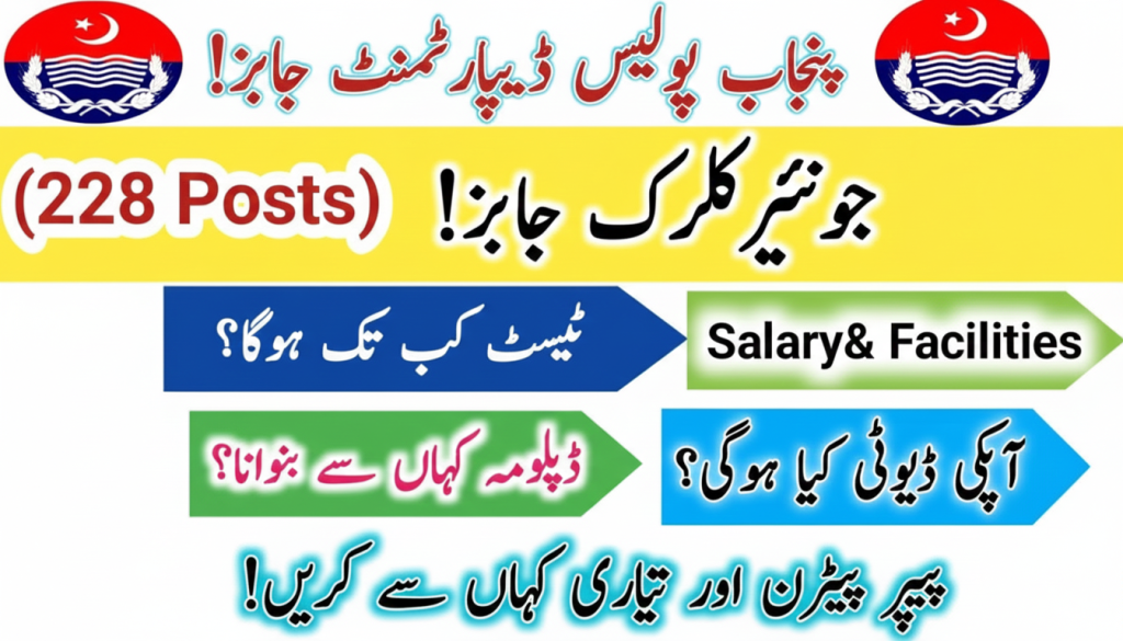 The official advertisement for Punjab Police Junior Clerk Jobs has been released for the 2026 recruitment cycle. Applications are invited from eligible candidates across all districts of Punjab. The last date to apply is expected to be February 15, 2026.