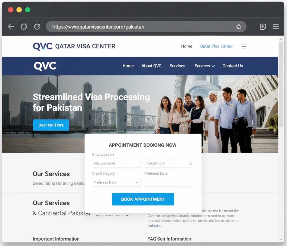 Qatar Visa Center (QVC) Pakistan website homepage
