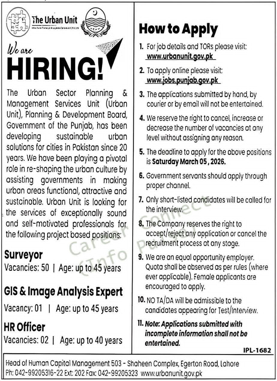 Urban Unit Jobs 2026: Apply for 1000+ Government & Private Sector