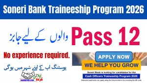 Soneri Bank Cash Officer Traineeship Program 2026 – Online Apply