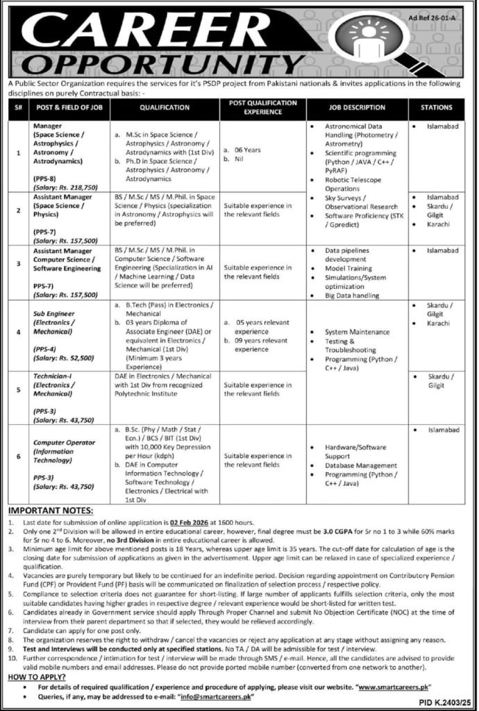 SUPARCO Jobs Advertisment 2026