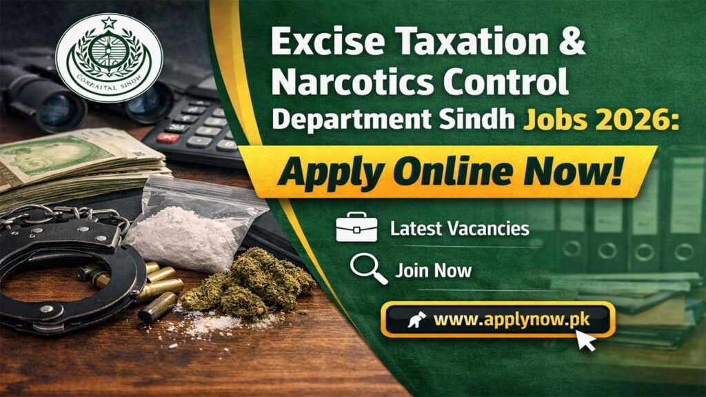 Excise Taxation & Narcotics Control Department Sindh Jobs 2026: Apply Online