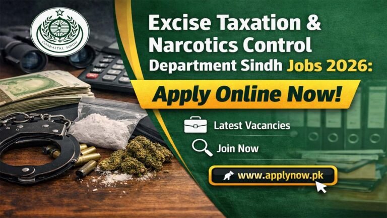 Excise Taxation & Narcotics Control Department Sindh Jobs 2026: Apply Online
