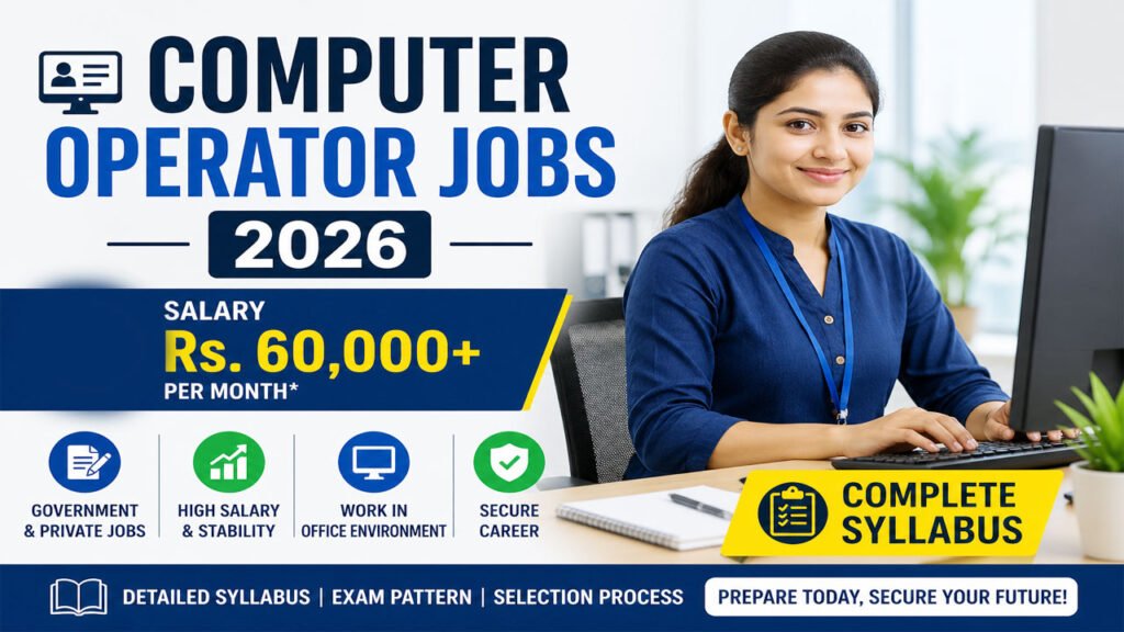 Computer Operator Jobs 2026: Rs. 60,000+ Salary, Syllabus