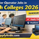Computer Operator Jobs in Sindh Colleges 2026 – Apply Online for Sukkur Region